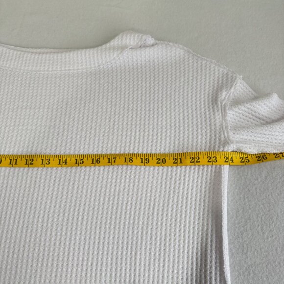 FREE PEOPLE We The Free North Shore Thermal Knit Thumb Hole Top in White - Picture 8 of 9